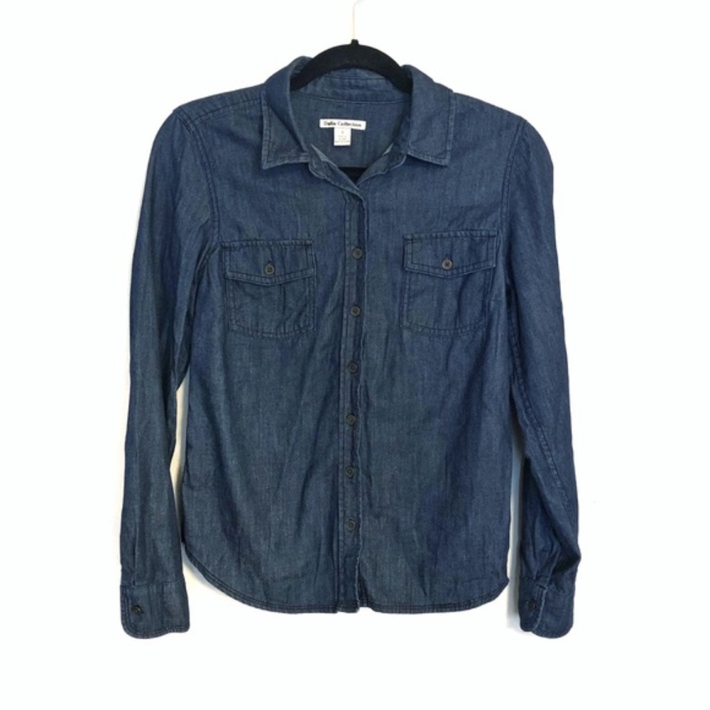 Dalia Collection Dark Wash Denim Button Front Shirt